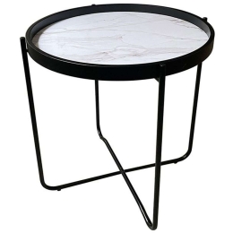 Τραπεζάκι Βοηθητικό Alabaster Φ53x55cm White-Black