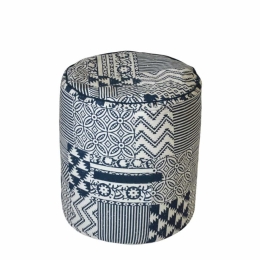Πουφ Island 16-0507 Φ40x45cm Blue White