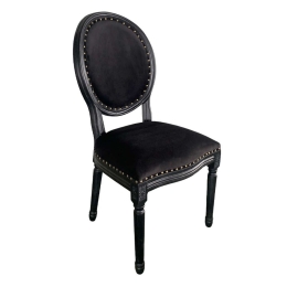 Καρέκλα Louis 03-0917 49x49x99cm Black Βελούδο, Ξύλο