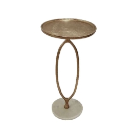Τραπεζάκι Bodi 58,5 04-0857 Side Φ30,5x58,5cm Μάρμαρο Antique Gold-White