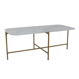 Τραπεζάκι Coffee Glam 04-0535 Με Όψη Μαρμάρου 113x58x43cm White-Gold