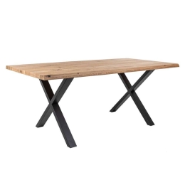 Τραπέζι Dilegno 02-0466 160x95x76cm Natural Μέταλλο,Ξύλο