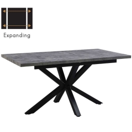 Τραπέζι Επεκτεινόμενο Stone 02-0585 160/200x90x75cm Cement-Black Μελαμίνη,Μέταλλο