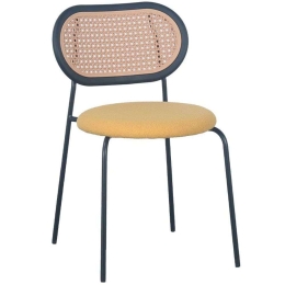 Καρέκλα Vintage 03-1063 47x55x76cm Black-Yellow Μέταλλο,Ύφασμα