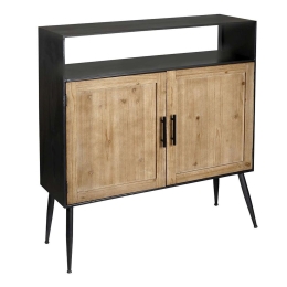 Μπουφές FOP209 Sonoma-Black 100x30x111cm Espiel Μέταλλο,Ξύλο