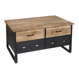 Τραπέζι Σαλονιού Με 4 Συρτάρια FOP201 Sonoma-Black 103x63x53cm Espiel Μέταλλο,Ξύλο