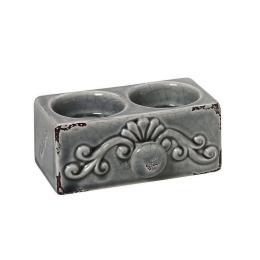 Βάση Ρεσώ Με Σκάλισμα 2 Θέσεων HEG118K6 Γκρι 5x12,5x8cm Espiel Κεραμικό
