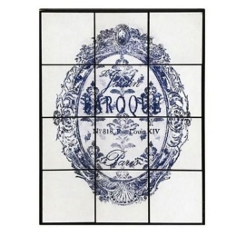 Κάδρο Με Πλακάκι Έμβλημα SAZ110 Λευκό-Μπλε 84x63x4cm Espiel Κάθετοι Κεραμικό