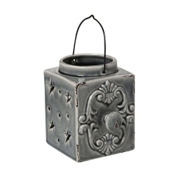 Φανάρι Με Σκάλισμα HEG112K2 Γκρι 10,5x11x9,5cm Espiel Κεραμικό