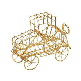 Διακοσμητικό Αυτοκίνητο Συρμάτινο 19cm Gold DIN121 Espiel Μέταλλο