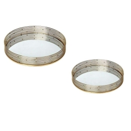 Δίσκος Διακοσμητικός Σετ 2Τμχ NID105 40x40cm Gold Espiel Μέταλλο,Γυαλί