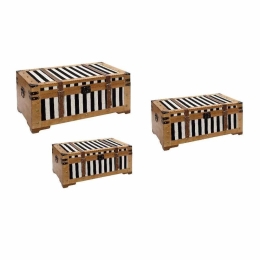 Μπαούλο Σετ 3Τμχ ZAP301 90x49x45cm White-Black Espiel Mdf