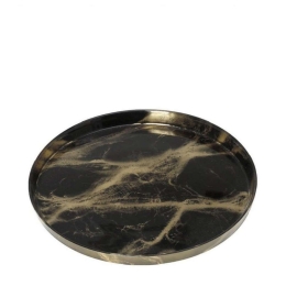 Πιατέλα Διακοσμητική Katsu AD1767 33x33x1,5cm Black-Gold Espiel Γυαλί