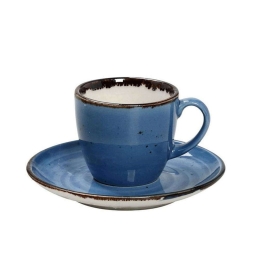 Φλυτζάνι Πορσελάνινο με Πιατάκι Terra TLF112K6 90ml Blue Espiel Πορσελάνη
