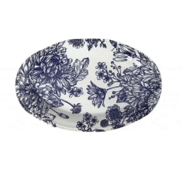 Πιατέλα Κεραμική English Blue Οβάλ Rpn208K6 22X14cm White-Blue Espiel Κεραμικό