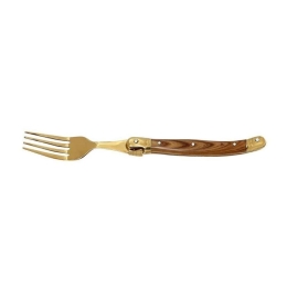 Πιρούνι Με Ξύλινη Λαβή Antique Cut Steak Ss420 1 Stk106K12 20.5cm Gold Espiel Ατσάλι,Πλαστικό