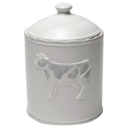 Δοχείο Κεραμικό Με Καπάκι Με Θέμα Αγελάδα Kf302 White Espiel Κεραμικό