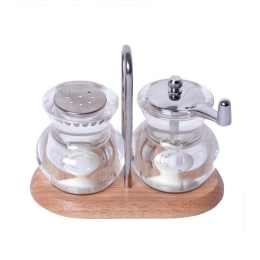 Αλατοπίπερο Σε Βάση LHS303 304SS/PMMA 12,5cm Natural-Clear Espiel Μέταλλο,Ξύλο