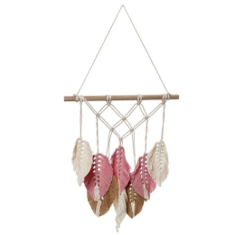 Διακοσμητικό Επιτοίχιο Μακραμέ RAZ117 40x40cm Pink-Ecru Espiel Βαμβάκι