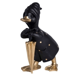 Διακοσμητική Πάπια BAF116 9x17x25cm Black-Gold Espiel Πολυρεσίνη