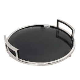 Δίσκος Διακοσμητικός GET308 46x46x8cm Black-Silver Espiel Μέταλλο,Γυαλί