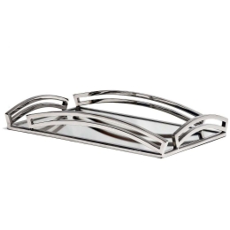 Διακοσμητικός Δίσκος Με Καθρέπτη MR17579 41x26x7cm Silver Espiel Γυαλί