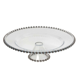 Τουρτιέρα Γυάλινη Με Πόδι AD4921 34x34x10cm Silver Espiel Γυαλί