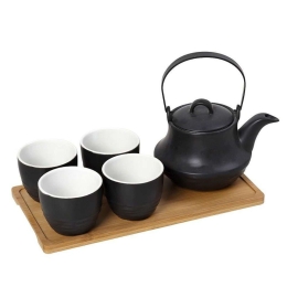 Σετ Τσαγιού 5Τμχ  Με Κούπα Και Φίλτρο Ritual SPI112 600ml 30x17x12cm Black Espiel Κεραμικό