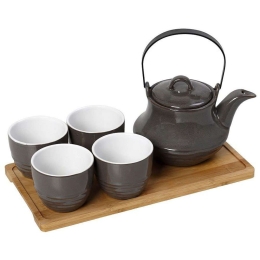 Σετ Τσαγιού 5Τμχ  Με Κούπα Και Φίλτρο Ritual SPI110 600ml 30x17x12cm Grey Espiel Κεραμικό
