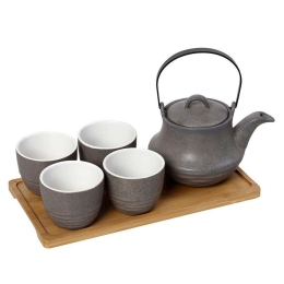 Σετ Τσαγιού 5Τμχ Με Κούπα Και Φίλτρο Ritual SPI111 600ml 30x17x12cm Light Grey Espiel Κεραμικό
