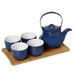 Σετ Τσαγιού 5Τμχ  Με Κούπα Και Φίλτρο Ritual SPI113 600ml 30x17x12cm Blue Espiel Κεραμικό