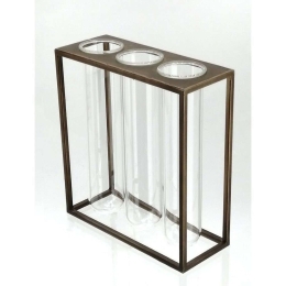 Διακοσμητικό Βάζο Μονοφλεέρ 3 Θέσεων AFT229 20x8x22cm Gold Espiel Μέταλλο,Γυαλί
