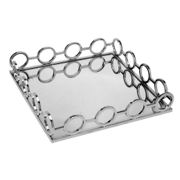 Δίσκος Διακοσμητικός Με Καθρέπτη MR13311M 35x35x8 cm Silver Espiel Ανοξείδωτο Ατσάλι