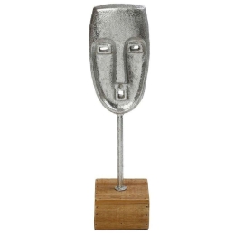 Διακοσμητικό Αγαλματίδιο Κεφάλι ICY301 10x10x40,5cm Silver-Natural Espiel Μέταλλο,Ξύλο