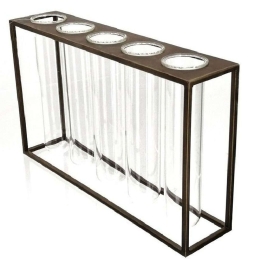 Διακοσμητικά Βάζα Μονοφλέρ 5 Θέσεων AFT230 35x8x22cm Clear-Gold Espiel Μέταλλο,Γυαλί
