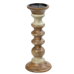Κηροπήγιο PIG205 30cm Cream-Brown Espiel Ξύλο