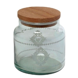 Βάζο Αποθήκευσης Με Καπάκι Helen RAB609 635ml Φ10x11cm Green Espiel Ξύλο,Γυαλί