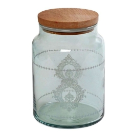Βάζο Αποθήκευσης Με Καπάκι Helen RAB610 890ml Φ10x14,5cm Green Espiel Ξύλο,Γυαλί