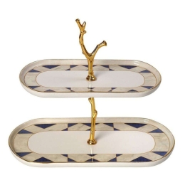 Ορντεβιέρα 2 Θέσεων Step Lisbon ROV146 22-27cm Blue-Beige Espiel Κεραμικό