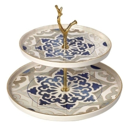 Ορντεβιέρα 2 Θέσεων Step Lisbon ROV142 Φ20-26cm Blue-Beige Espiel Κεραμικό