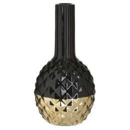 Βάζο Διακοσμητικό 3-70-129-0192 Φ12x23cm Black-Gold Inart Κεραμικό