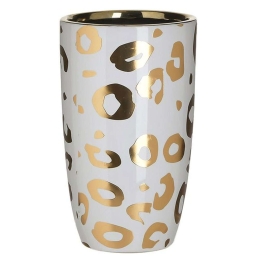 Βάζο Διακοσμητικό 3-70-129-0206 Φ12x20cm White-Gold Inart Κεραμικό