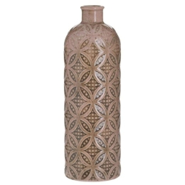 Βάζο Διακοσμητικό Αντικέ 3-70-755-0084 Φ10x30cm Pink-Brown Inart Κεραμικό