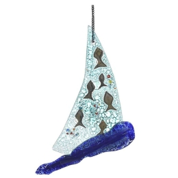 Διακοσμητικό Τοίχου Καράβι 3-70-344-0031 20x2x24cm Blue Inart Γυαλί
