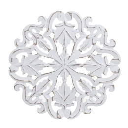 Διακοσμητικό Τοίχου Ξυλόγλυπτο 3-70-930-0030 Φ30cm White-Gold Inart Ξύλο