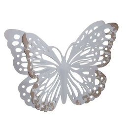 Διακοσμητικό Τοίχου Πεταλούδα 3-70-349-0107 30x20cm White Inart Μέταλλο