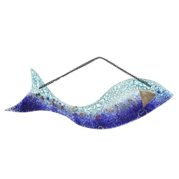 Διακοσμητικό Τοίχου Ψάρι 3-70-344-0027 35x2x10-19cm Blue Inart Γυαλί