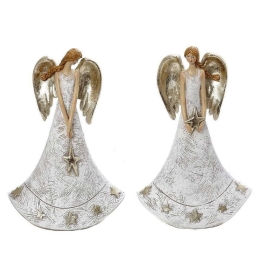 Αγγελάκι Με Φτερά MT2841K2 12x6,5x18,5cm White-Gold Espiel