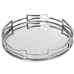 Διακοσμητικός Δίσκος Με Καθρέπτη MR19210 38x38cm Silver Espiel Ατσάλι,Γυαλί