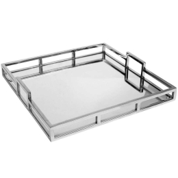 Διακοσμητικός Δίσκος Με Καθρέπτη MR19312 40x40cm Silver Espiel Ατσάλι,Γυαλί